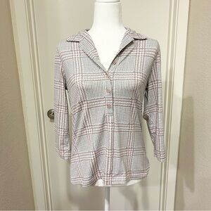 $158 1J Mclaughlin Womens Court Polo M Catalina Stretch Pink Hilltop Plaid
